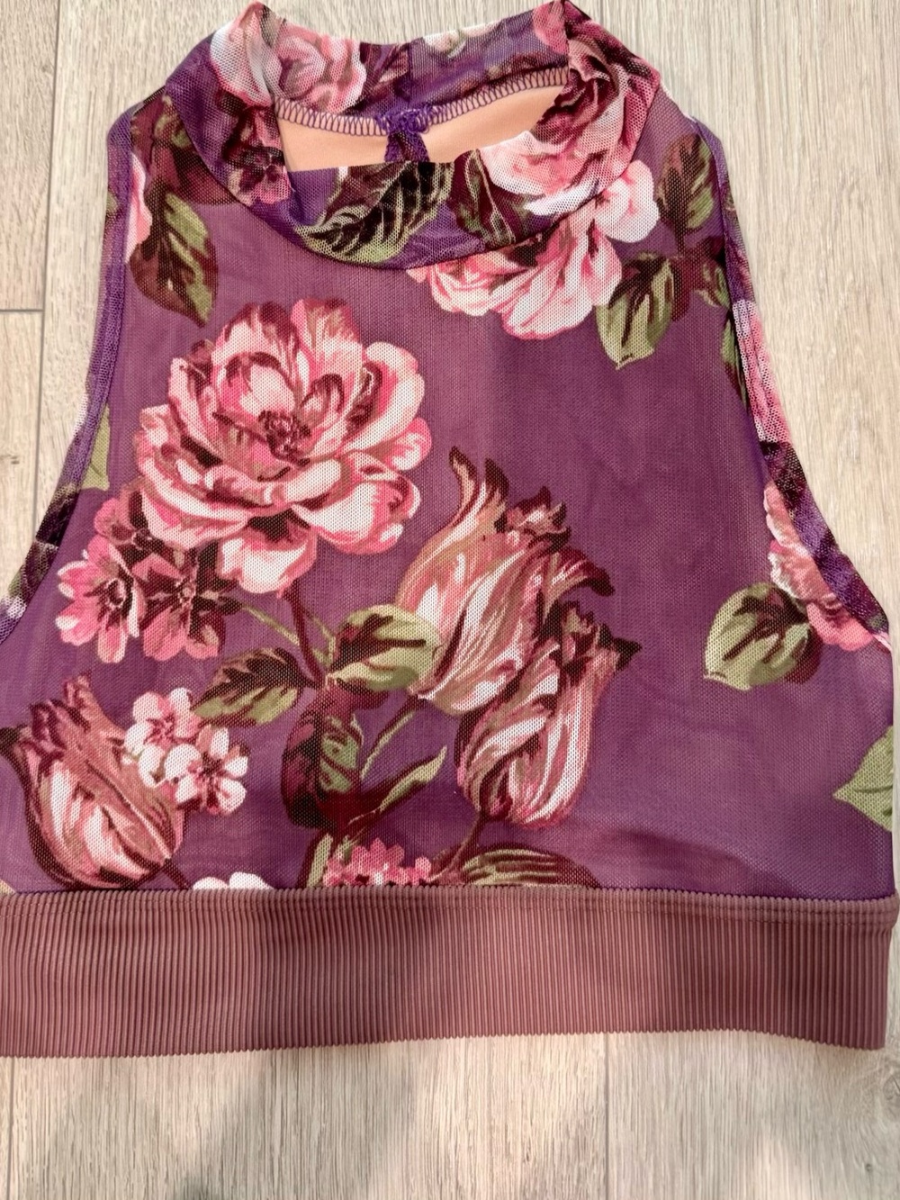 Five the label/Five dancewear Floral Mesh Dance Bra/Crop Top in Purple/Pink
